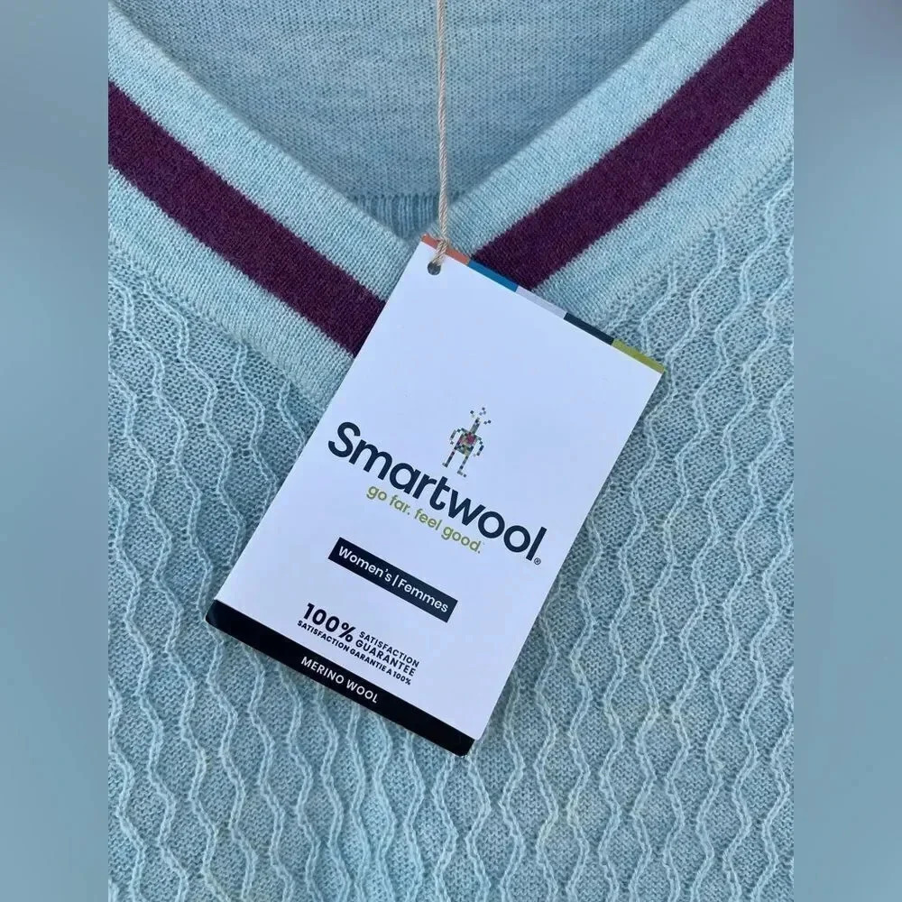 Smartwool Women's Frosted Valley V-Neck Sweater Green Large - Picture 3 of 13